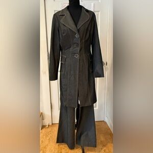 Cache' Contour Collection Ladies Gray Denim Overcoat Sz M and Pants Sz 6 Set